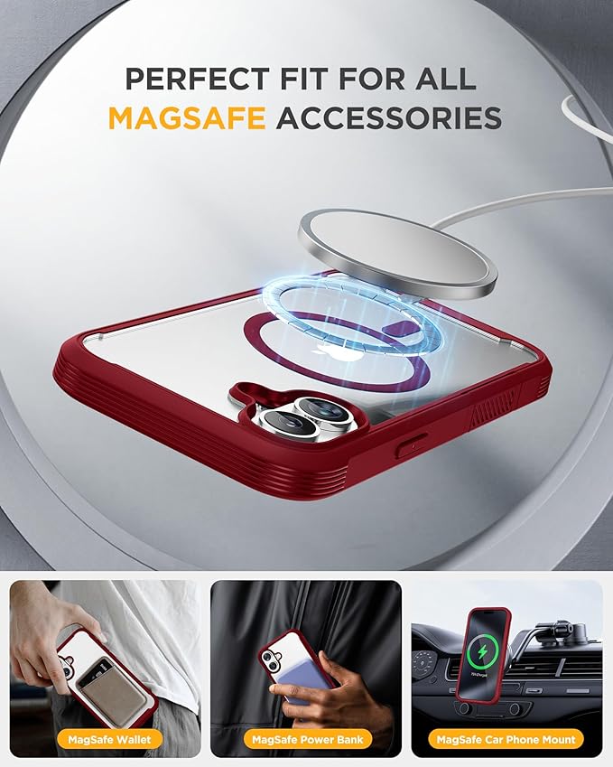 Miracase for iPhone 16 Case 6.1'', [Bubble Free] Full-Body Bumper Phone case with Built-in Full Glass Screen &Lens Protector,No Gap,Compatible with MagSafe,Drop Proof 16 Cover,Plum