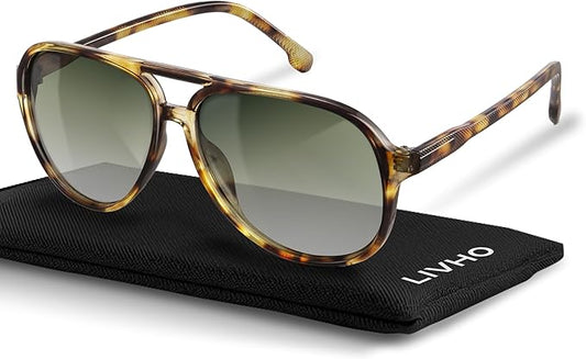 livho Trendy Polarized Aviator Sunglasses Women Men, Retro Sun Glasses for Women Men 2025, Oversized UV Protection Shades