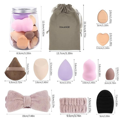 MAANGE Makeup Brushes 51 Pcs Makeup Kit, Multi-functional Makeup Tool Set with Makeup Brush Foundation Brush Make up Brushes Set Bag (Champagne)