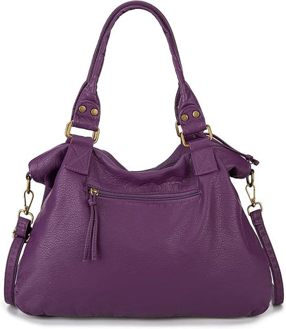 Montana West Washed Leather Hobo Bags for Women Roomy Handbags with Crossbody Strap