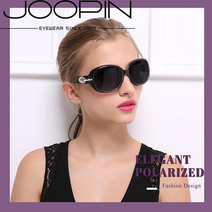 Joopin Big Womens Sunglasses Polarized Trendy Sun Glasses Large Rectangle UV Protection Rhinestone Sunnies