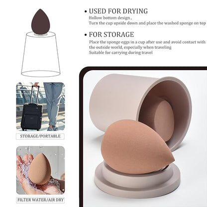 10Pcs Makeup Brush Set With Sponges And Drying/Storage Case，Best Gift For Women/Girls, Used For Powder, Foundation, Highlight, Eye Shadow, Concealer, Etc., Suitable For Beginners (Coffee 13pcs)