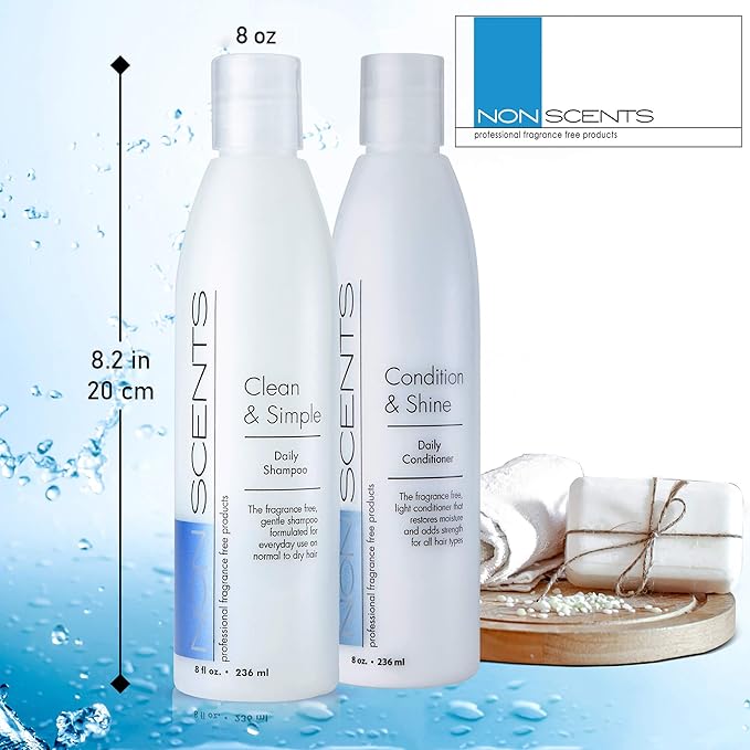 Nonscents Original Formula Fragrance Free Shampoo and Conditioner Set, Hydrating Shampoo for Dry Hair, Moisturizing and Unscented Shampoo and Conditioner for All Hair Types | Made in USA