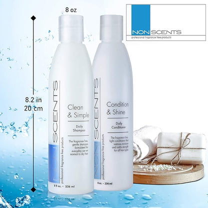 Nonscents Original Formula Fragrance Free Shampoo and Conditioner Set, Hydrating Shampoo for Dry Hair, Moisturizing and Unscented Shampoo and Conditioner for All Hair Types | Made in USA