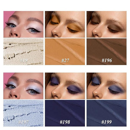 Neutral Eyeshadow Stick Makeup Set, Blue Metallic Shimmer Matte Cream Eye Shadow Eyeliner Brightener Pencil Crayon - JEANS BLUE