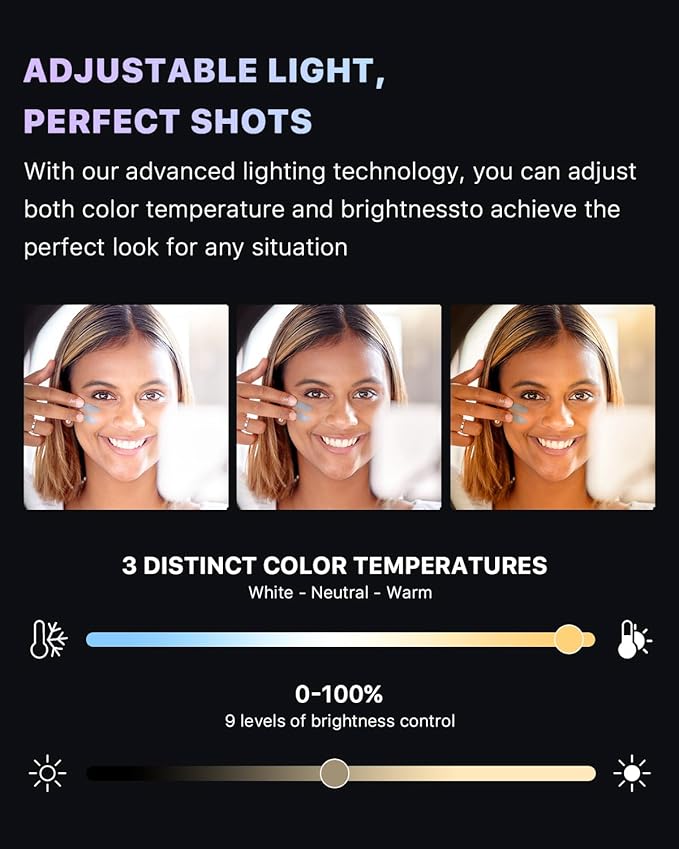 M MYBAT PRO 8" LED Selfie Light with Stand, Rectangular Light for Makeup/Live Stream, 54" Dimmable LED Light with Tripod, Phone Holder & Wireless Remote for Photography/YouTube/Video Recording