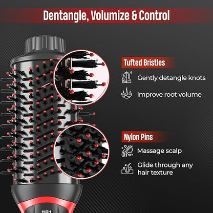 4-in-1 Hair Dryer Brush & Volumizer, Ionic Ceramic Hot Air Brush for Smoothing, Straightening, and Styling – Multi-Temperature Settings, Suitable for All Hair Types