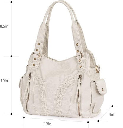 Montana West Washed Leather Hobo Bags for Women Roomy Handbags with Crossbody Strap