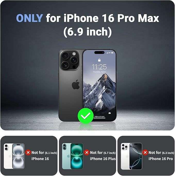 for iPhone 16 Pro Max case, [Compatible with MagSafe][Military Grade Drop Protection][Heavy Duty Protection][Non-Slip][Shockproof] with 2-Layer Durable Bumper Phone Case 6.9''-Black
