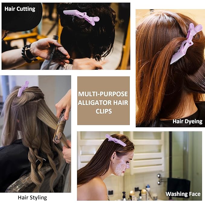 12Pcs Purple Alligator Hair Clips for Styling and Sectioning - Professional Salon Clips, Hair Accessories for Women