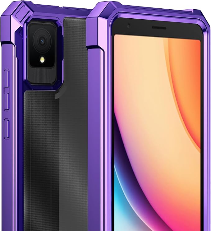 Ailiber for TCL K11 T432W Phone Case, with Screen Protector, Dual Layer Shockproof Bumper, Clear Transparent [Anti Yellowing], Slim Scratch-Resistant Cover for TCL K11-Purple