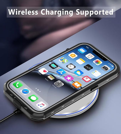 Design for iPhone 13 Case Waterproof, Full Body Underwater Dustproof Shockproof Case Built-in Screen Protector 6.1'' - Clear