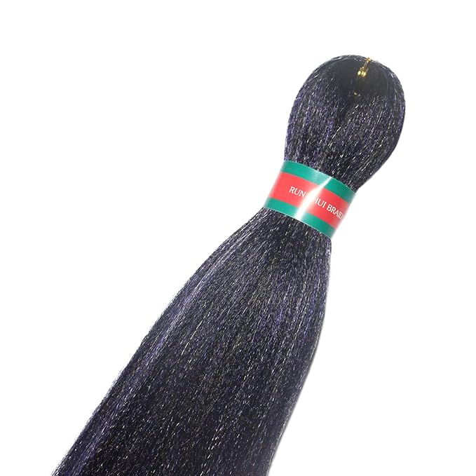 1b-Purple-Silver Pre stretched Braiding Hair 8 Packs Pre feathered Braid Hair Extensions 36 Inches Hair Braids