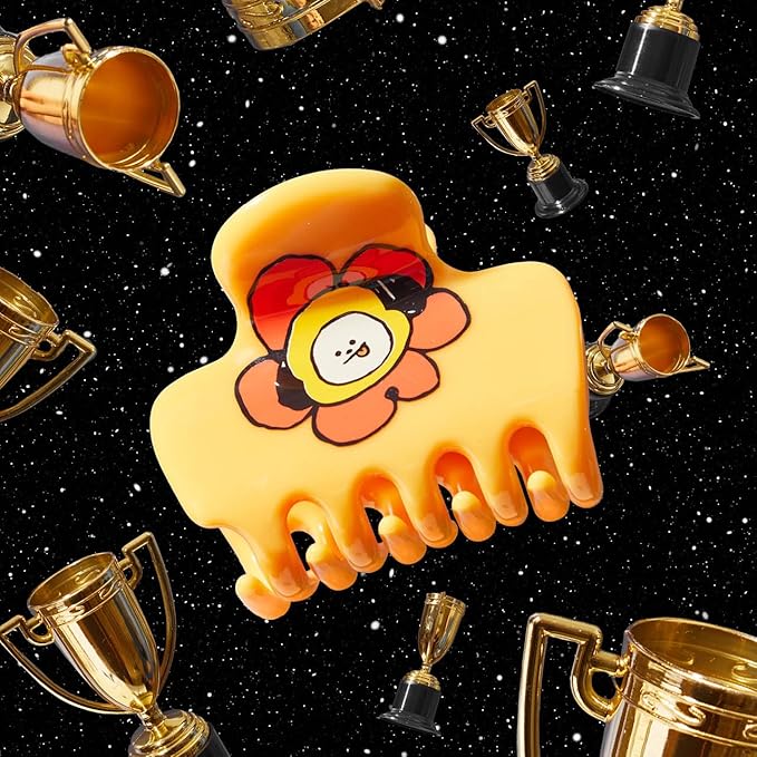 Kitsch BT21 Women Recycled Plastic Puffy Medium Hair Clips, Claw Clips for Thin and Short Hair, Chimmy
