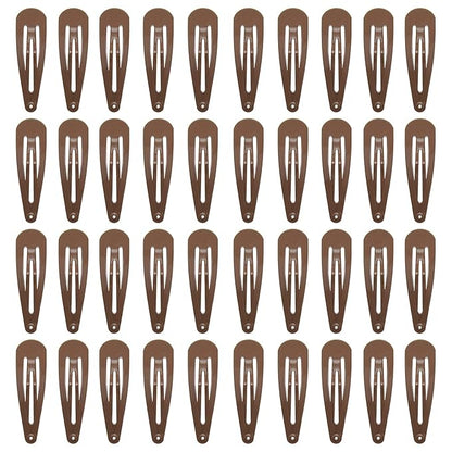 40 Counts Colorful Metal Snap Hair Clips 2 Inch Barrettes for Women Accessories (brown)