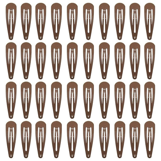 40 Counts Colorful Metal Snap Hair Clips 2 Inch Barrettes for Women Accessories (brown)