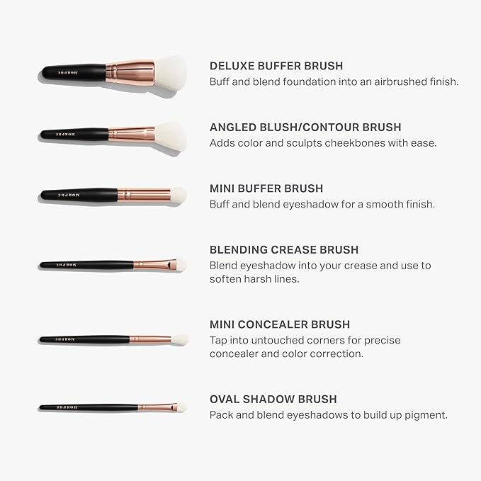 Morphe Rose Away Makeup Brushes - 6 Piece Makeup Brush Set of Eye and Face Brushes - Made with Synthetic Bristles and Includes Makeup Brush Case (6 Count)