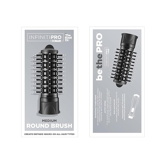 INFINITIPRO BY CONAIR The Knot Dr. Medium Round Brush - Create Defined Waves and Curls for All Hair Types, Compatible with INFINITIPRO Dryer Brushes