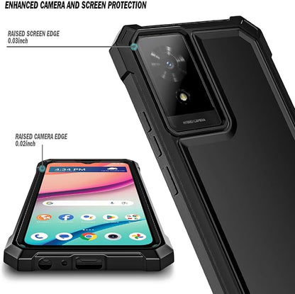 Designed for TCL K24/K23/TCL 50 LE Phone Case with Screen Protector, [Raised Corners Drop Protection] Full-Body Protective Shockproof Rugged Bumper Cover (Black)