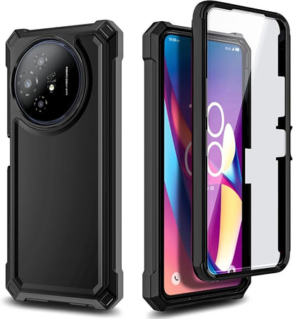 Designed for TCL 50 XL 5G Phone Case, 50 XL NXTPAPER 5G Case with Screen Protector, [Raised Corners Drop Protection] Full-Body Protective Shockproof Rugged Bumper Cover (Black)