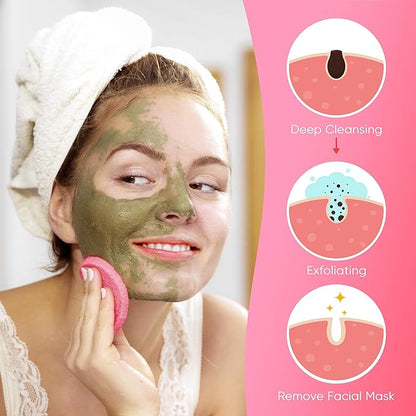 100PCS Compressed Facial Sponges, Cleansing, for Personal Spa Esthetician Use, Pink