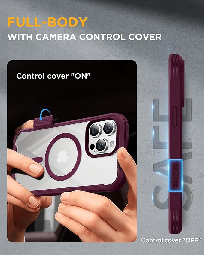 Miracase for iPhone 16 Pro Max Case 6.9'', [Bubble Free] Full-Body Bumper Phone case with Built-in Full Glass Screen &Lens Protector,Compatible with MagSafe,Drop Proof 16 Pro Max Cover,Plum