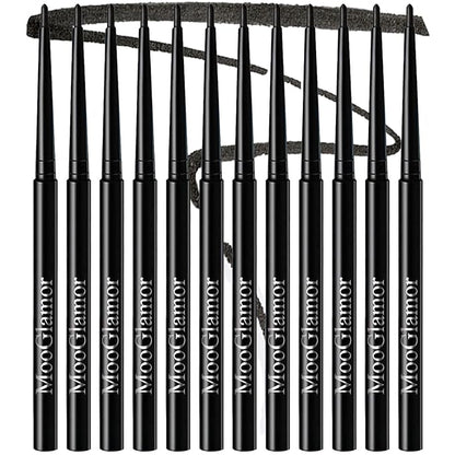 12 Pcs Black Eyeliner Pencil Gel Eyeliner Pen with Retractable and Waterproof Eye Liner for Black Bold and Defined Eye Liner