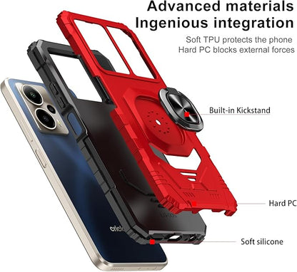 for Cricket Outlast 5G 2024 Case/AT&T Motivate Pro 5G Case with Screen Protector,Dual Layer Military Grade Protection with Ring Stand Phone Case for Cricket Outlast 5G/ATT Motivate Pro 5G Red