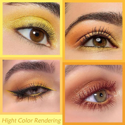Gold Yellow Brown Smokey Goth Eyeshadow Palette Makeup,Highly Pigmented Natural Powder Eye Shadow Palette Long Lasting Naturing-Looking,Basic Gold Brown Shade for Halloween,Vegan
