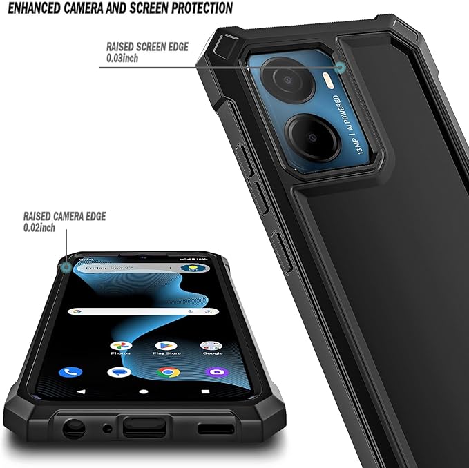 for Cricket Magic 2 5G Case (2024), AT&T Propel 2 5G with [Built-in Screen Protector], [9FT Military Grade Drop Tested] Full-Body Protective Shockproof Bumper Case (Black)