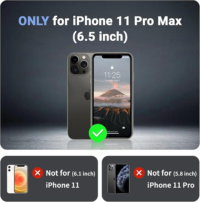 for iPhone 11 Pro Max case, [Compatible with MagSafe][Military Grade Drop Protection][Heavy Duty Protection][Non-Slip][Shockproof] with 2-Layer Durable Bumper Phone Case 6.5''-Black