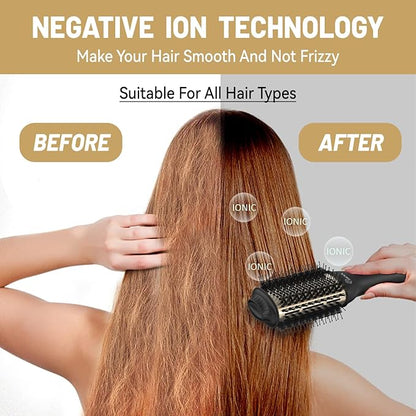 4-IN-1Hot Air Brush, 1000W Hair Dryer Brush Blow Dryer Brush, One-Step Volumizer Hair Dryer and Styler, 3 Speeds Temp, Hot Air Styler Black