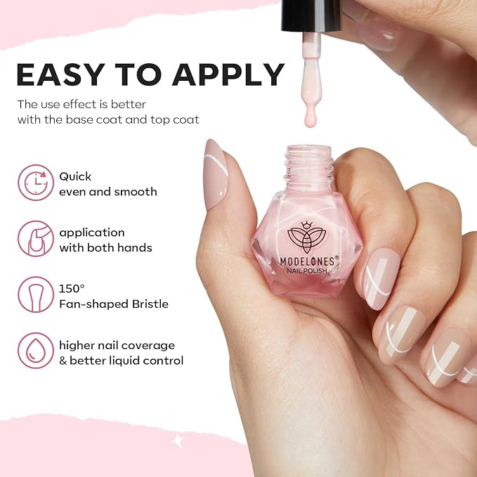 MODELONES Nail Polish Set, 6 Colors Natural Nude Nail Polish Bubble Bath Quick Dry Skin Tone Glitter Spring Summer Nail Polish Kit Fingernail Polish Nail Art Salon Home Easter Gifts For Women Girl