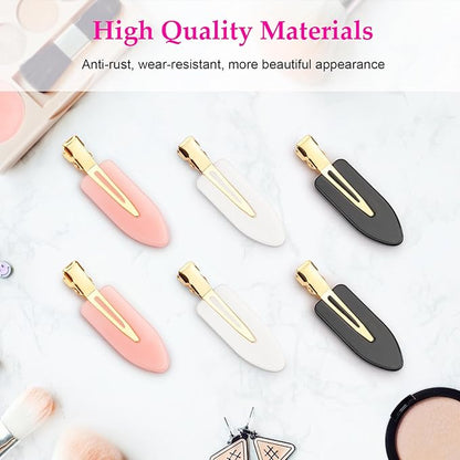 D 6 Pcs No bend Hair Clips No Crease Hair Clip Makeup Clips for Women and Girls Flat Hair Clips for Hairstyling Salon Golden Handle