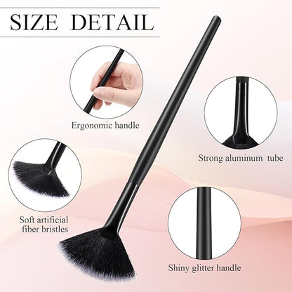 9 Pieces Facial Fan Mask Brushes, Soft Facial Applicator Brushes Tools for Peel Glycolic Makeup for Mud Cream(Black with White)