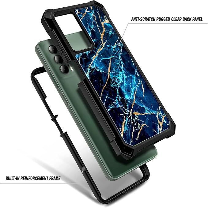 Designed for Cricket Outlast Phone Case, ATT Jetmore Case with [Built-in Screen Protector], Full-Body Protective Shockproof Rugged Bumper Cover Case (Sapphire)