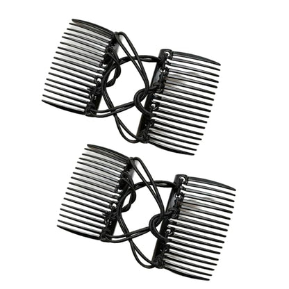 2Pcs Black Adjustable Elastic Hair Comb,Stretchy Double Comb Hair Clip,No Crease Hair Pins Double Slides Hairpins Combs Women Hair Styling Accessories Hair Care Styling Tools and Appliances