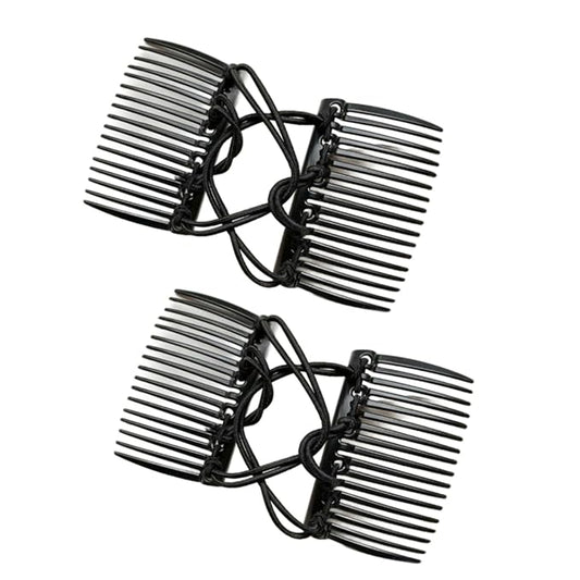 2Pcs Black Adjustable Elastic Hair Comb,Stretchy Double Comb Hair Clip,No Crease Hair Pins Double Slides Hairpins Combs Women Hair Styling Accessories Hair Care Styling Tools and Appliances