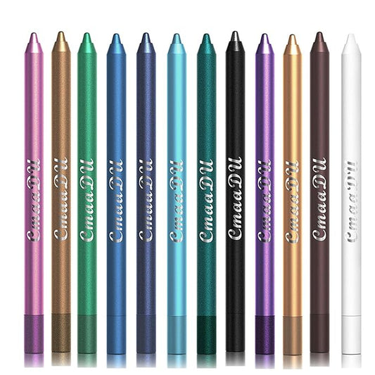 12 Colorful Eyeliner Pen Set, Eye Shadow Pencil, Pearl Eyeliner Kit Metallic Glitter Colored Eye liner for Women Eye&Lip Liner Professional Waterproof Eye Makeup