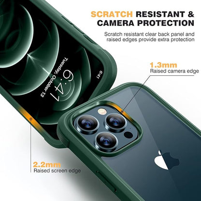 Miracase Designed for iPhone 12 Pro Max Case, Full Body Rugged Case with Built-in Touch Sensitive Anti-Scratch Screen Protector, Soft TPU Case Compatible with iPhone 12 Pro Max 6.7", Dark Green
