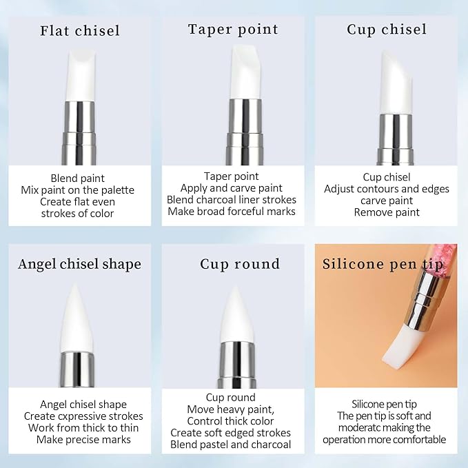 10Pcs Nail Art Sculpture Pen, Dual Tipped Silicone Nail Tools, Nail Art Tools, DIY Brush Dotting Tools Kit for Design Nail Foil Carving Drawing and 3D Effect Shaping Drawing Dotting Tools