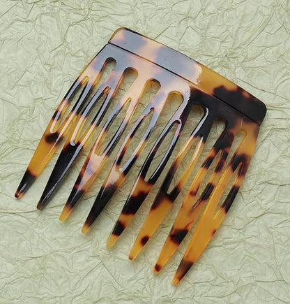 2 Pcs Women Hair Side Comb French Vintage 2.3 x 2.4 Inch Hair Decoration Curved Hair Combs for Bun Twist Hair Styling Accessories (Dark Brown and Light Brown)