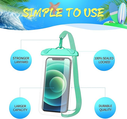 2-Pack Waterproof Phone Pouch, 100% Waterproof Phone Case, Cellphone Dry Bag with Lanyard for iPhone 15 14 13 Pro Max Plus, Samsung, Pixel and Up to 7.7" - Beach Cruise Snorkeling Essential