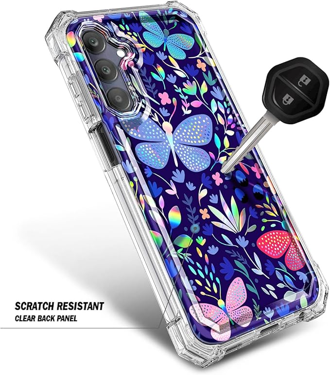 Designed for Samsung Galaxy A25 5G Case, Slim Stylish Full-Body Protective Shockproof Rugged Bumper Cover with Built-in Screen Protector (Butterfly)