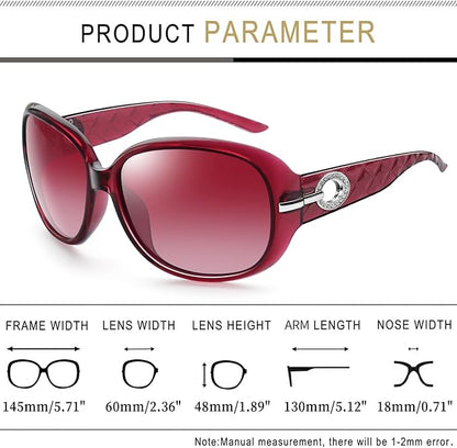 Joopin Big Womens Sunglasses Polarized Trendy Sun Glasses Large Rectangle UV Protection Rhinestone Sunnies