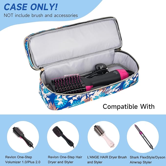 Double-Layer Travel Carrying Case Bag Comapatible with Revlon One-Step Hair Dryer Brush/Volumizer/Styler/Hot Tools/Shark FlexStyle/Dyson Airwrap Styler and Attachment,Colorful(Bag Only)