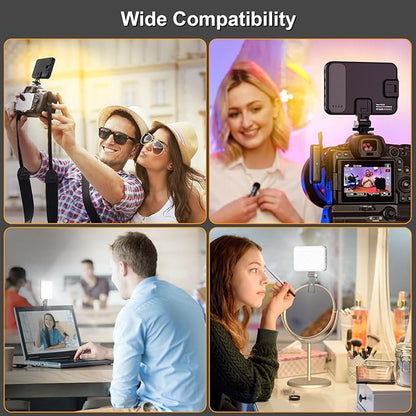 Hagibis LED Camera Light - Portable Photography Lighting with 60 LED, 2200mAh Rechargeable Battery, 7 Modes, 10-Level Brightness, Clip-on Light for Phone/Tablet/Laptop