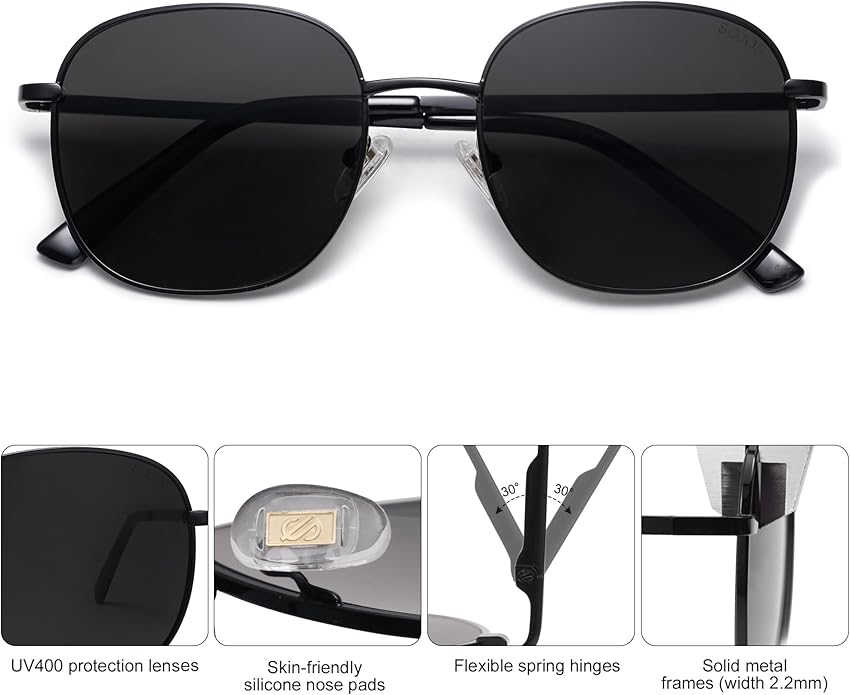 SOJOS Classic Trendy Square Sunglasses for Women Men Cute Big Frame Gold Shades SJ1137
