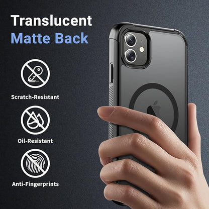 for iPhone 11 case, [Compatible with MagSafe][Military Grade Drop Protection][Heavy Duty Protection][Non-Slip][Shockproof] with 2-Layer Durable Bumper Phone Case 6.1''-Black