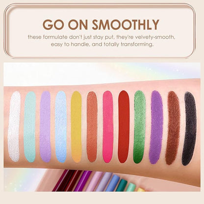 12 Colors Eyeliner Set - Matte Colored Gel Eyeliner Pencils, Waterproof, Smudge-Proof, Long-Lasting Gel Pencils - Natural Eye Liner For Older Women, lapiz de ojos delineador de ojos contra el agua